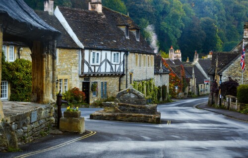 angliia castle combe derevnia doroga doma derevia