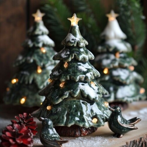 the design manager stoneware Christmas trees with fluffy snow g 4d911796 246d 49f3 a358 03460716106a