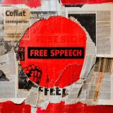 A-dynamic-anti-censorship-collage-centered-around-a-circle-within-a-square.-Bright-posters-with-powerful-slogans-and-freedom-symbols-take-prominence-surrounded-by-torn-newspaper-clippings-and-artistic