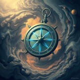 Surreal-illustration-of-a-Term-Navigator-featuring-a-giant-compass-with-glowing-blue-lines-surrounded-by-a-vortex-of-swirling-colors-and-shapes-with-a-subtle-gradient-effect-and-intricate-details-ultr