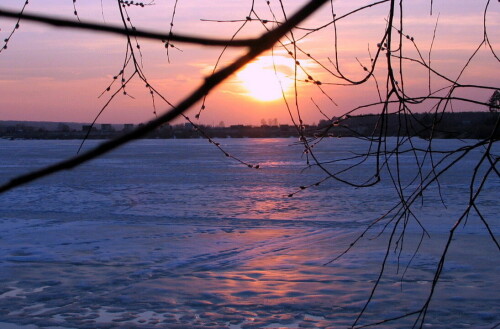 весенний закатный пейзаж