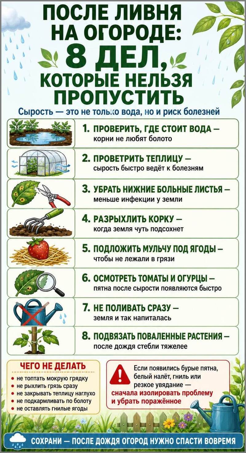 8 дел, которые нельзя пропустить после дождя на огороде